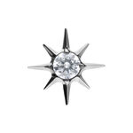 Punta a forma di stella in argento con cristallo chiaro su sfondo bianco