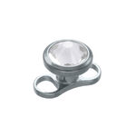 Anchor dermico in titanio argento con cristallo chiaro su sfondo bianco