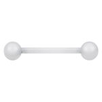 Klares Micro Barbell aus Bioplast mit zwei Kugeln, auf weißem Hintergrund