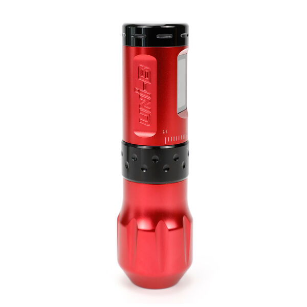 Macchina Penna Wireless Rossa con impugnatura nera su sfondo bianco