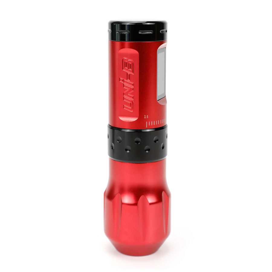 Macchina Penna Wireless Rossa con impugnatura nera su sfondo bianco