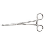 Pinza per piercing in acciaio inox argento su sfondo bianco