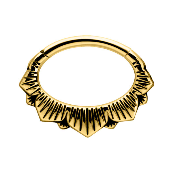 Hinged Floral Clicker<!--5f648edc85804--> - Golden Metal
