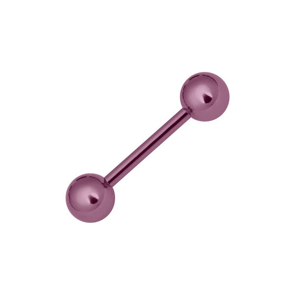 Violett Titan Barbell mit Außengewinde Violett anodisiertes Titan Barbell mit zwei Kugeln auf weißem Hintergrund