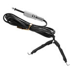 Clip Cord de Silicona Negro con conector de cobre sobre fondo blanco
