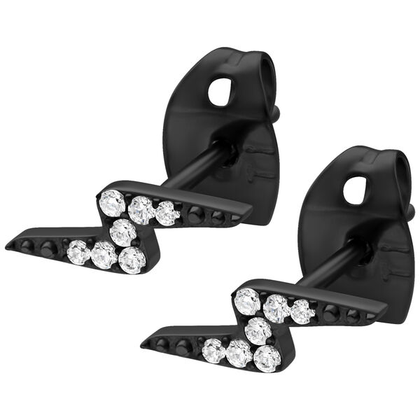 Crystal Lightning Earstuds - Black Metal