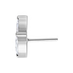 Inserto in metallo argentato con design ovale e cristallo su sfondo bianco