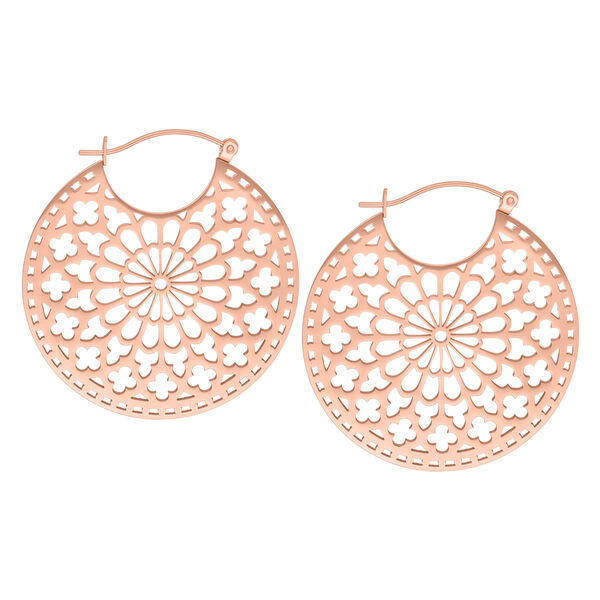 Pendientes Cathedral Hoops de oro rosa con diseño delicado sobre fondo blanco