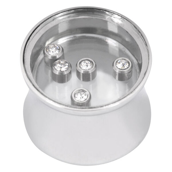 Silberner Captive Jewels Plug aus Chirurgenstahl mit klaren Kristallen auf weißem Hintergrund