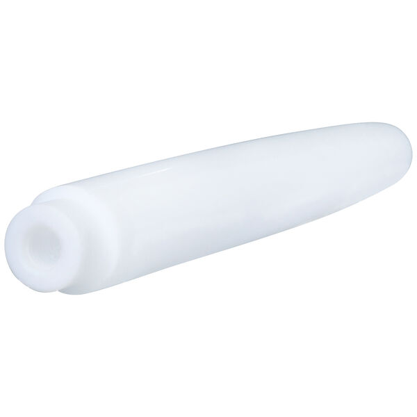 Dilatatore bianco in PTFE per orecchini su sfondo bianco