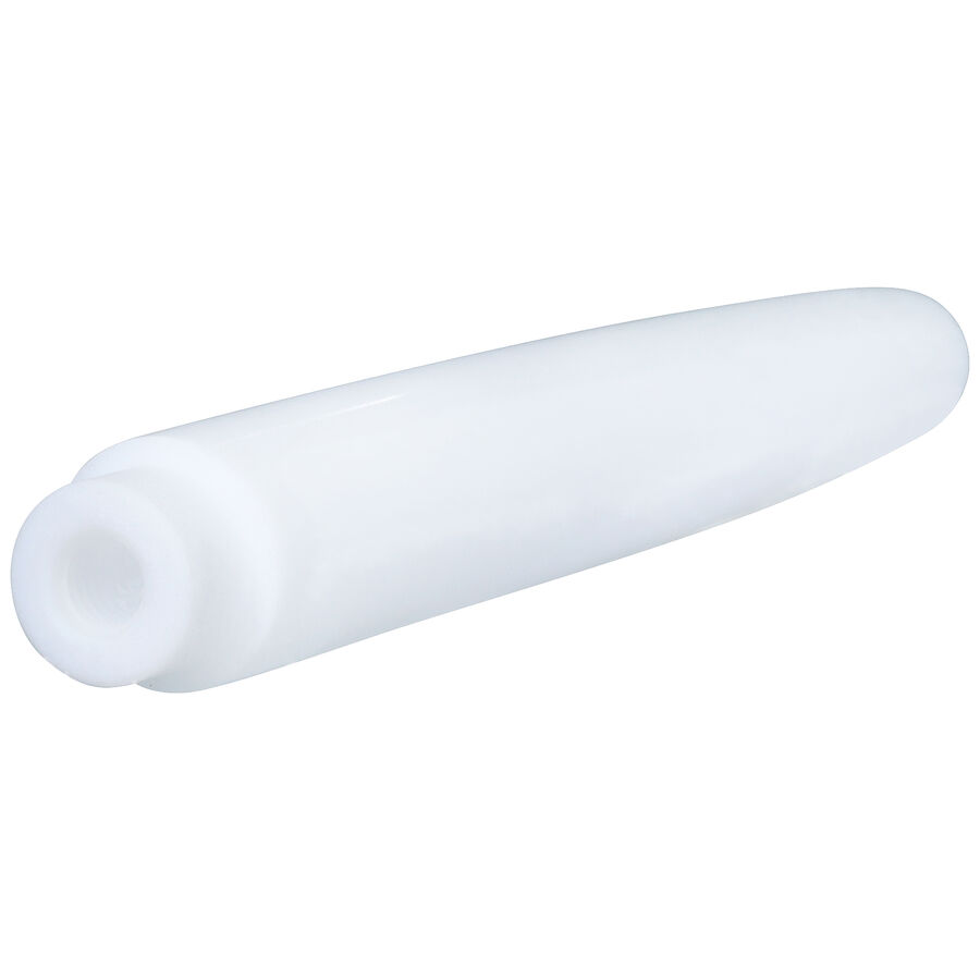 Dilatatore bianco in PTFE per orecchini su sfondo bianco