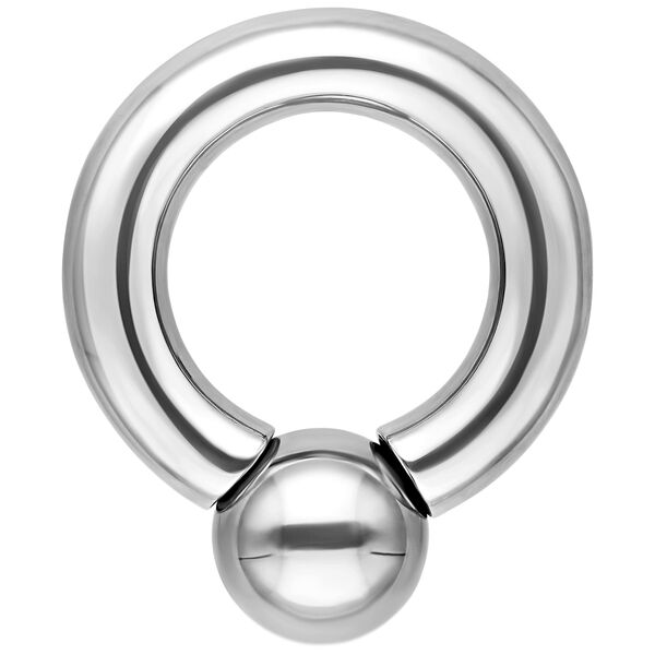 Hopeanvärinen ruuvirengas, jonka sisähalkaisija on 10 mm ja pallo 6 mm, valkoisella taustalla