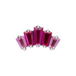 Ajuste de plata con cinco cristales baguette rojo rubí en fila