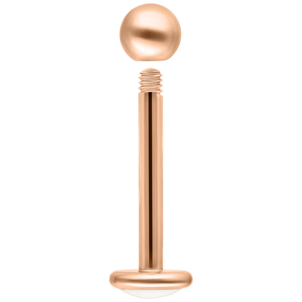 Labret de titanio en oro rosa con rosca externa, longitud 7,0 mm