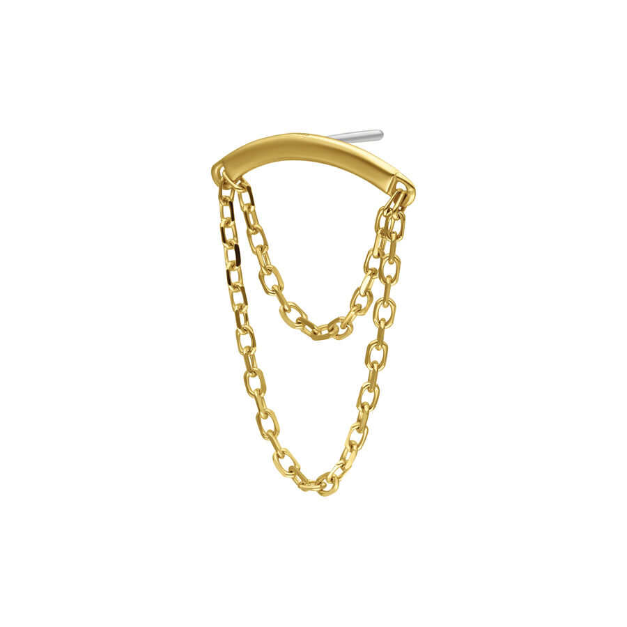 Push-Fit Helix dorato con catena su sfondo bianco