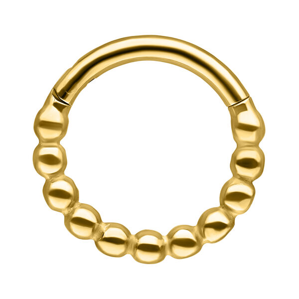 Clicker de Cadena de Bolas Dorado con 6,0 mm de diámetro interno sobre fondo blanco