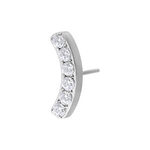 Inserto piercing argento con 6 cristalli chiari su sfondo bianco