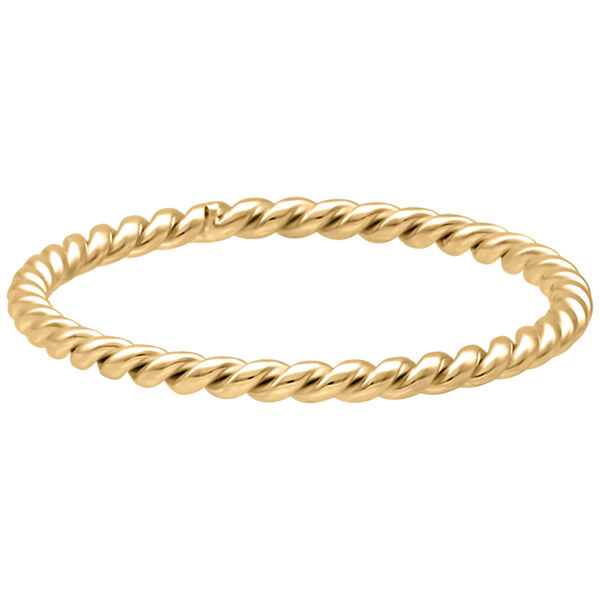 Goldener, gedrehter Ring aus Chirurgenstahl 316L auf weißem Hintergrund