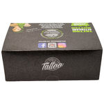 Caja negra de Believa Tattoo Butter con logo e iconos de redes sociales