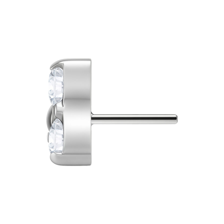 Accesorio Trinity plateado para Push Fit Labret con cristales claros sobre fondo blanco