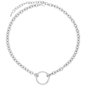Silberfarbene O-Kette aus Chirurgenstahl Silberfarbene O-Kette aus Chirurgenstahl 316L auf weißem Hintergrund