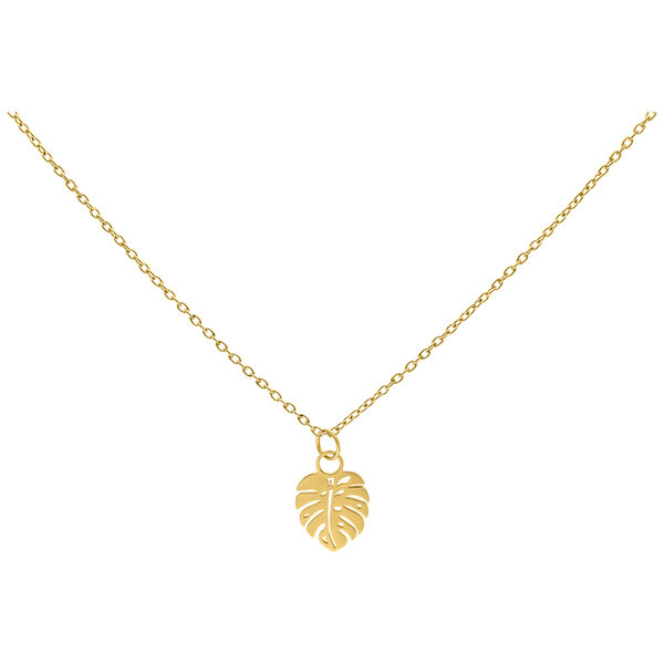 Monstera Leaf Necklace - Golden Metal