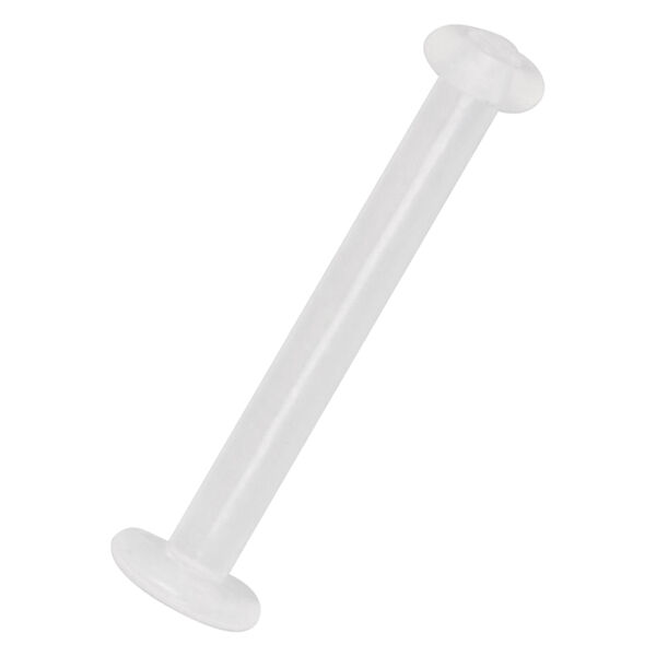 Piercing Labret Transparente de Bioplast Labret transparente de Bioplast con extremos planos sobre fondo blanco
