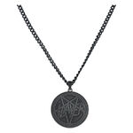 Schwarze Halskette aus Chirurgenstahl mit Slayer Pentagramm-Anhänger auf weißem Hintergrund