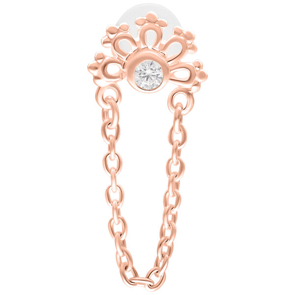 Labret de oro rosa con cristal y elemento de cadena sobre fondo blanco