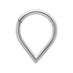Piercing Teardrop Clicker plateado sobre fondo blanco