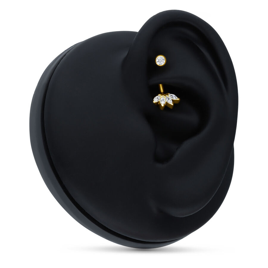 Microbananabell dorado con cristal Lily en modelo de oreja negra