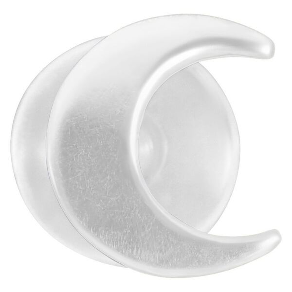 Silberfarbenes Moon Push-Fit Labret aus Bioplast auf weißem Hintergrund