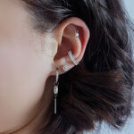 Argento Ice Flower cristallo all'orecchio con altri piercing in argento