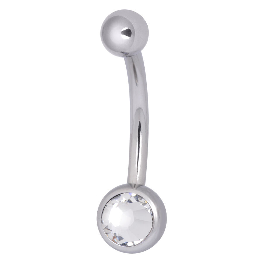 Mini-Jewelled Bananabell in argento con cristallo chiaro su sfondo bianco