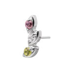 Accessorio Push Fit argento con cristalli rosa, chiari e color peridoto su sfondo bianco