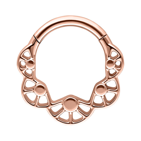 Clicker de Roségold Bubble Plate con recortes decorativos.