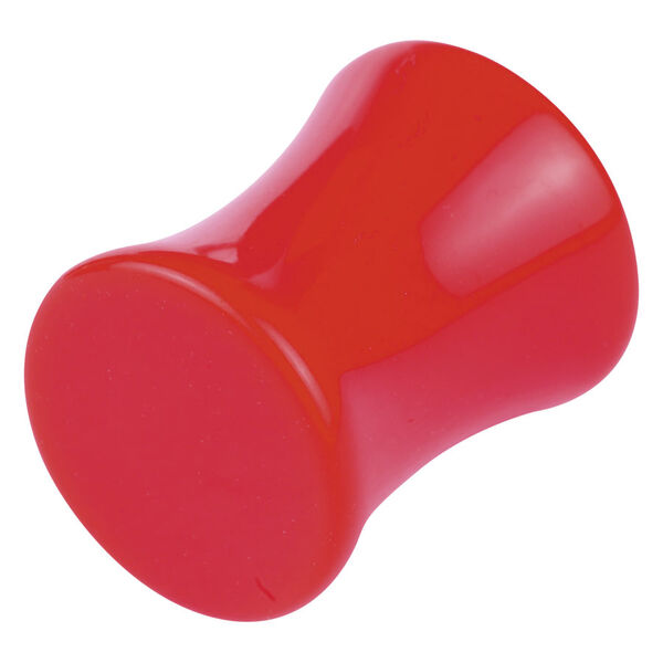 Roter Neon Double Flared Plug aus Acryl, Größe 12,0 mm, auf weißem Hintergrund