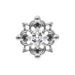 Attacco Push Fit argento con cristallo chiaro su sfondo bianco