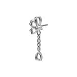 Inserto piercing argento a forma di fiore con catena di cristalli su sfondo bianco