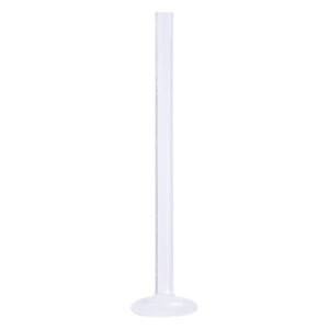 Unthreaded PTFE Labret Stab 18mm Transparenter PTFE Labret Stab mit flacher Basis auf weißem Hintergrund