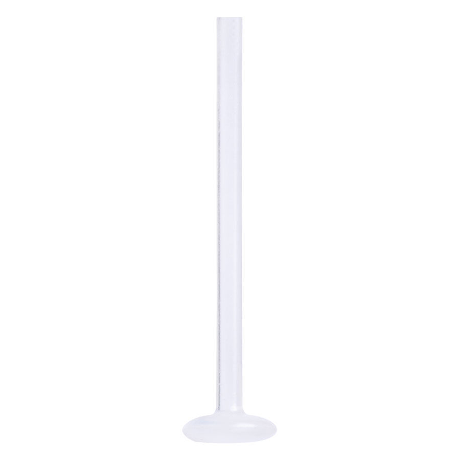 Labret de PTFE transparente con base plana sobre fondo blanco
