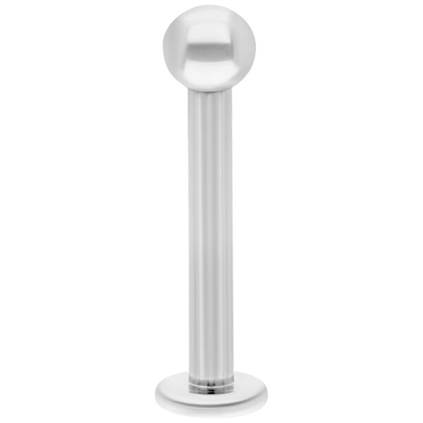 Hopeinen titaani labret pyöreällä päällä valkoisella taustalla