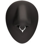 Anello piercing argento con goccia di cristallo su naso finto nero