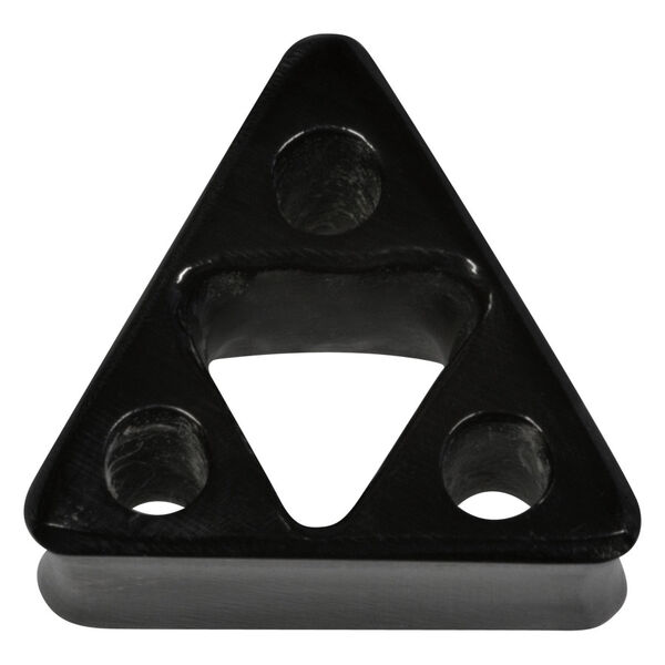 Schwarzer dreieckiger Horn Plug mit Cutout auf weißem Hintergrund