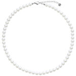 Collana argentata con grandi perle sintetiche su sfondo bianco