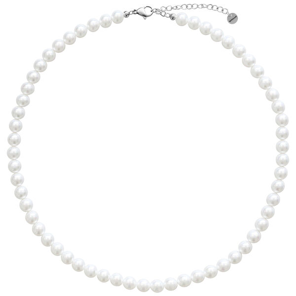 Big Synthetic Pearl Necklace Silver