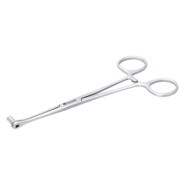 Strumento Septum Close End argento su sfondo bianco