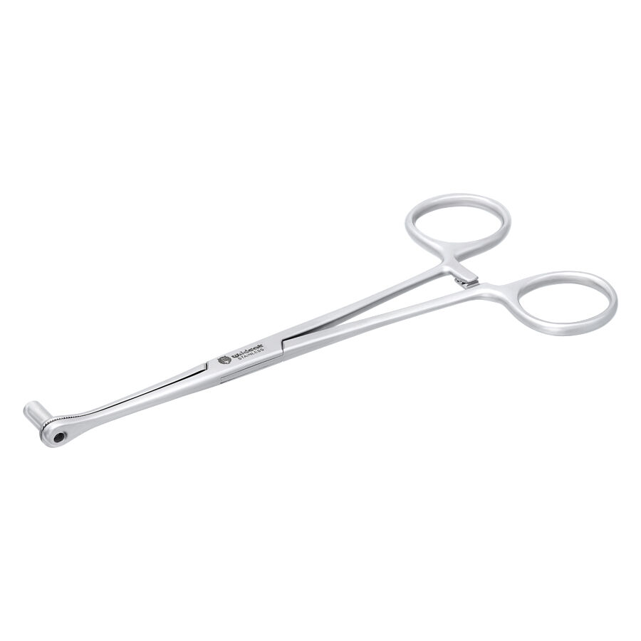 Strumento Septum Close End argento su sfondo bianco