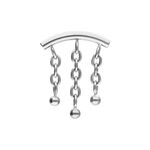 Accessorio Helix argento con catene e sfere su sfondo bianco