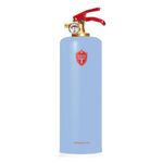 Blauer Feuerlöscher mit rotem Griff auf weißem Hintergrund